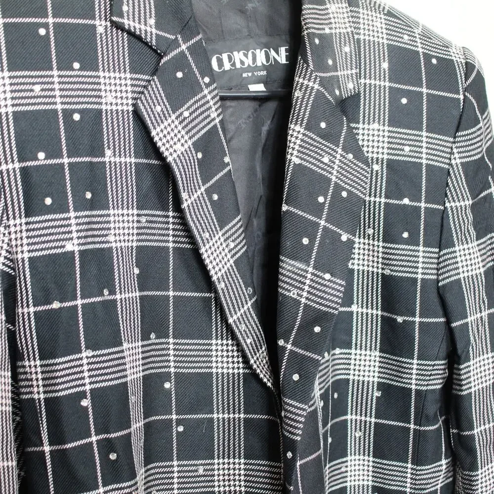 Vintage 80s Criscione X Cache Blazer with Rhinestones Size Petite S 100% Rayon